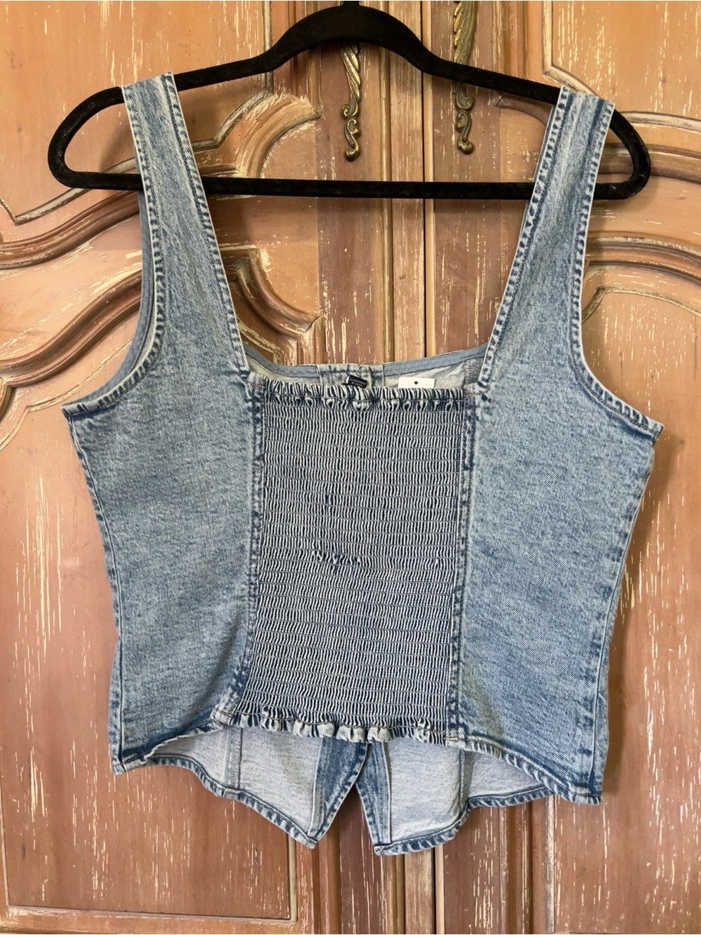 NWT GAP Denim Corset Top Large Button Front Square Neck Light Wash Vest - Picture 4 of 7